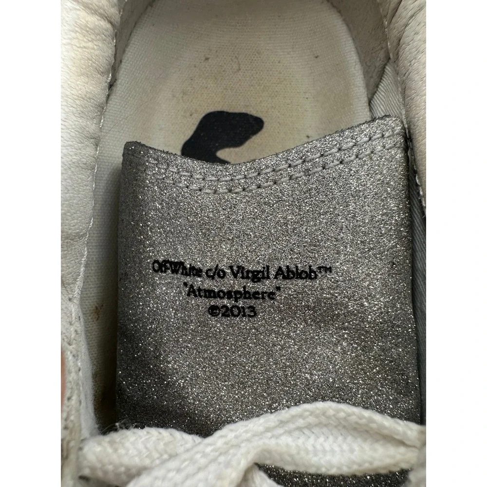 Off-White‎ Kids Low Vulcanized Silver Glitter Sneakers Zip Tie Shoes